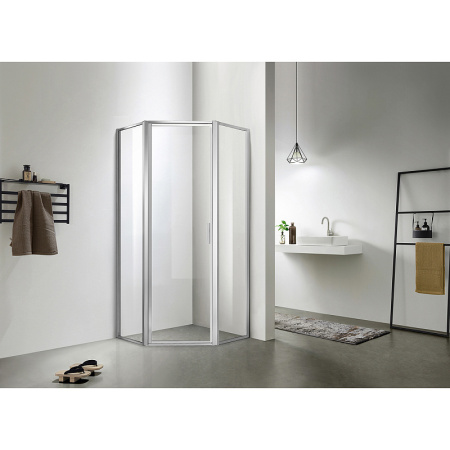 Душевое ограждение Azario RICHMOND 900х900х2000 5-угольный, БЕЗ ПОДДОНА, прозрачное стекло 6 мм, профиль серебро (AZ-NAG3231 900)