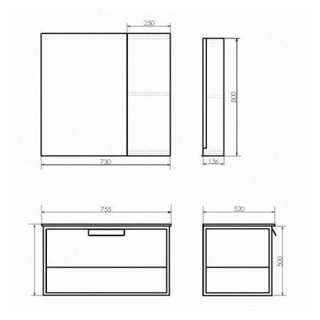 COMFORTY Тумба-умывальник "Бонн-75" дуб темный с  раковиной COMFORTY 75E черная матовая 