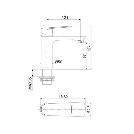 Смеситель для умывальника, Plank, IDDIS, PLASB00i01