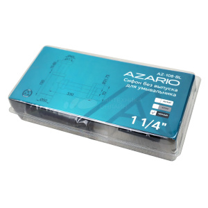 Сифон для раковины AZARIO G 1 1/4, без выпуска, цилиндр, латунь, черный (AZ-108-BL)